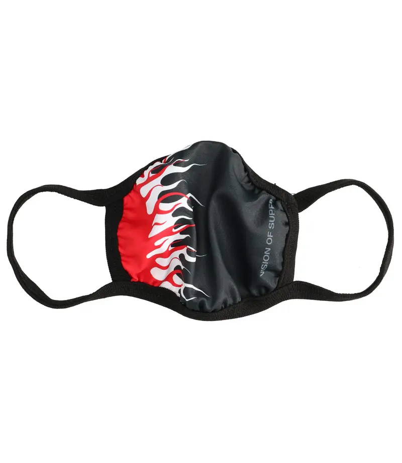 Double Flame Face Mask Nero e Rosso