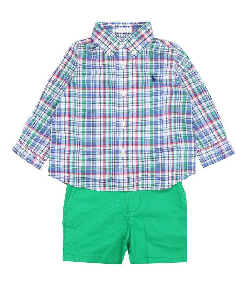 Ralph Lauren Childrenswear | Set Camicia e Bermuda Multicolor e Verde