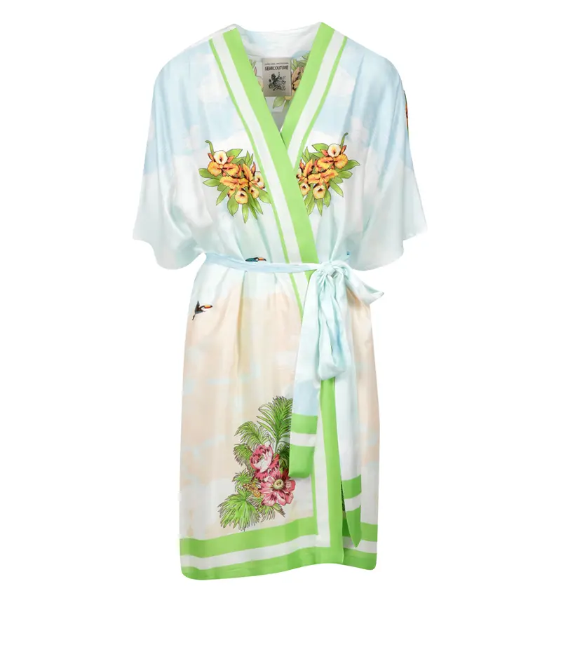 Semicouture | Caftano Aaliyhan Verde e Celeste