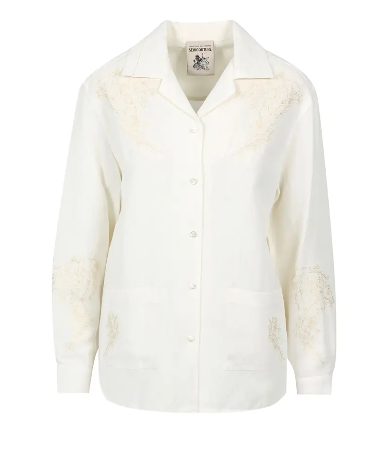 Semicouture | Camicia Olive Bianco Ottico
