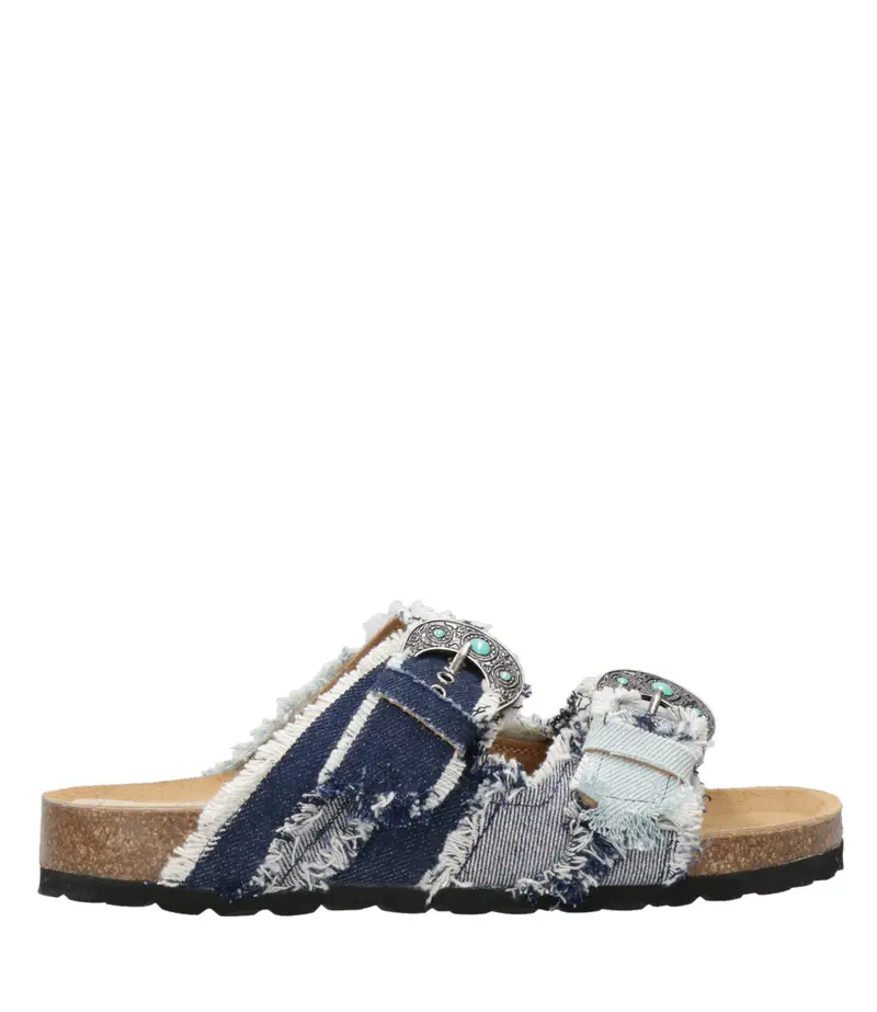 Taji | Ciabatta Buckle patch Denim medio